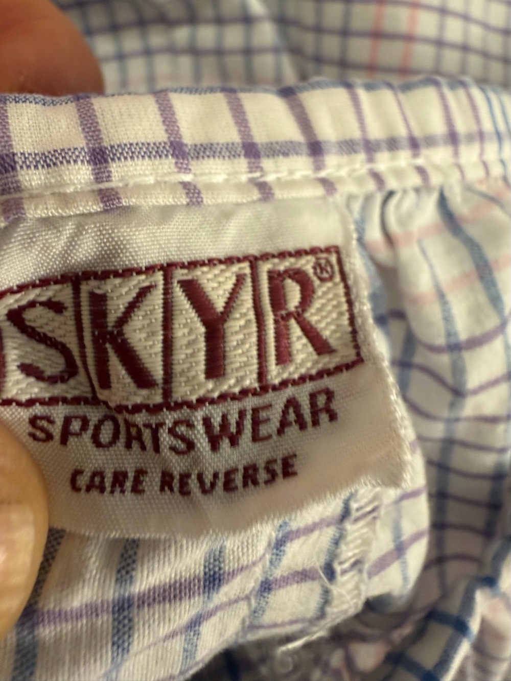 Vintage SKYR Sportswear USA Plaid Midi Skirt w Pockets Blue Pink White Size 8 - Picture 2 of 4